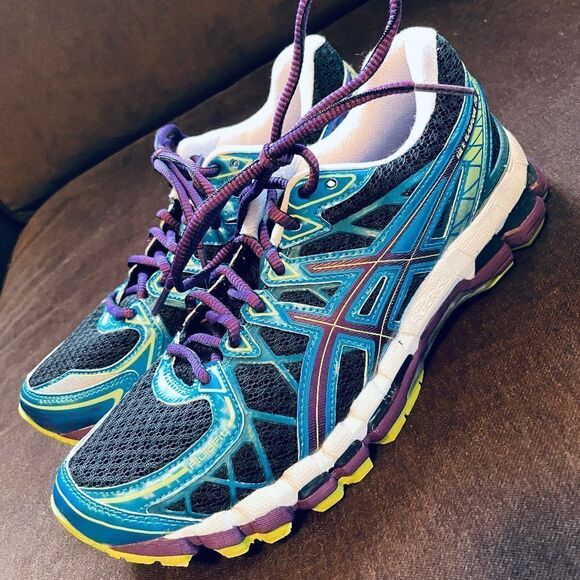 NEW ASICS GEL KAYANO 20 Black Blue Purple Lime 9 US Medium Width - Picture 10 of 14
